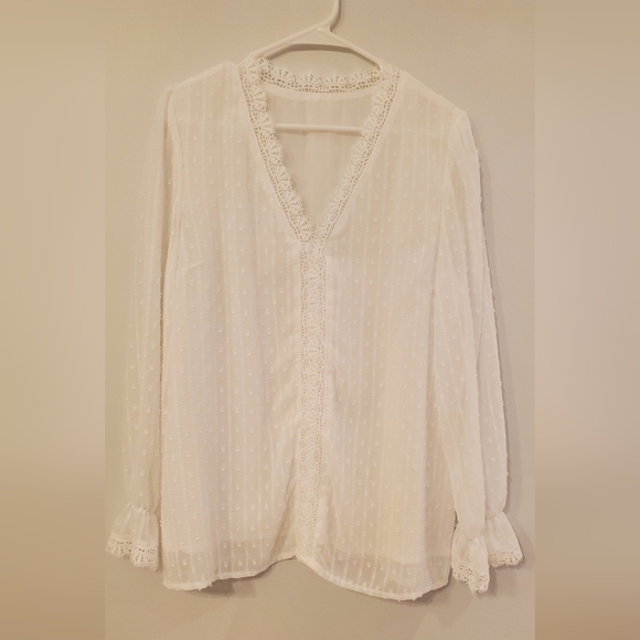 NWOT Sheer white blouse - Picture 2 of 5